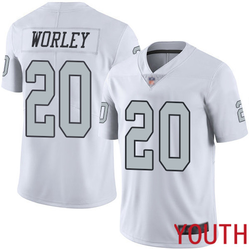 Oakland Raiders Limited White Youth Daryl Worley Jersey NFL Football #20 Rush Vapor Untouchable Jersey->women nfl jersey->Women Jersey